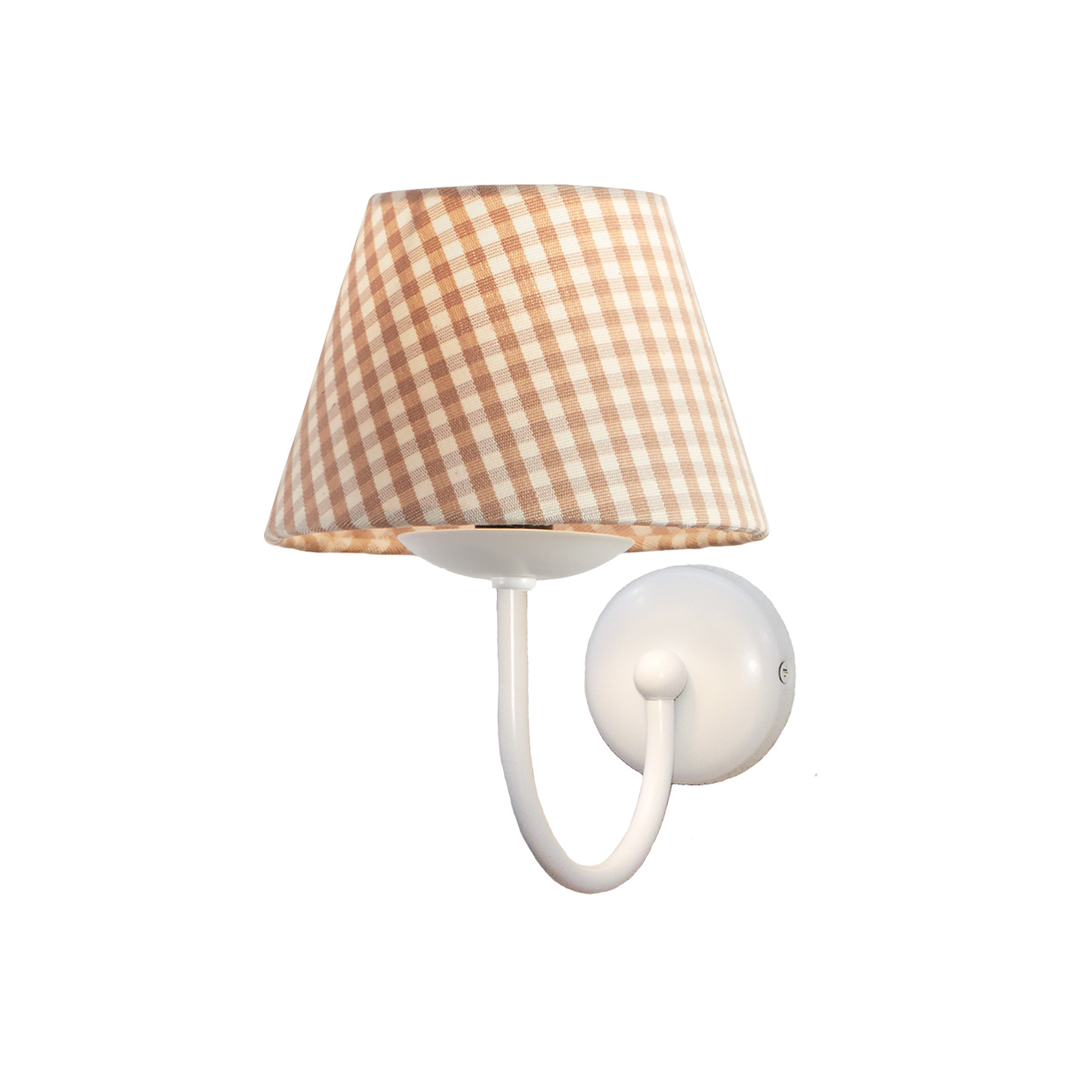 Επιτοίχιο φωτιστικό με καφέ καρό καπέλο BIANCO wall lamp