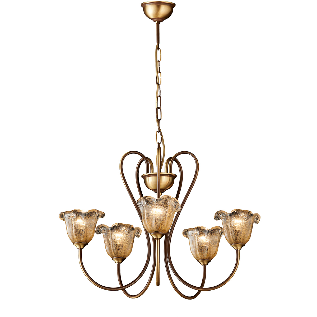 Κλασικό πολύφωτο με μελί κρύσταλλα Μουράνο ΝΑΞΟΣ-1 5-bulb chandelier with amber Murano crystals
