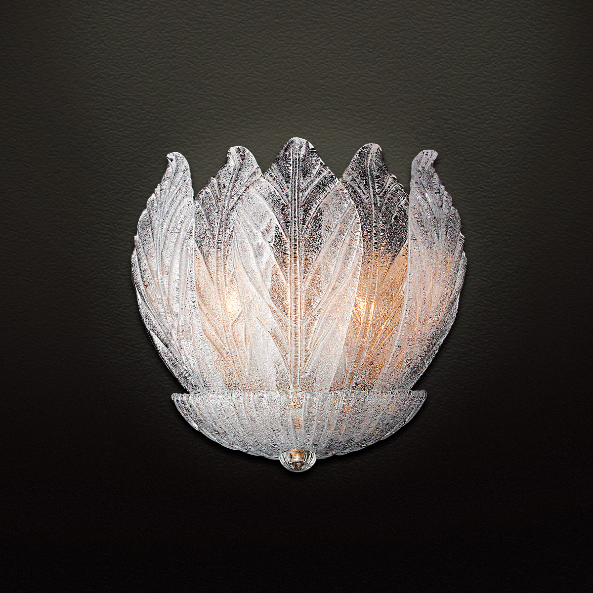 Κλασική απλίκα με κρυστάλλινα φύλλα Μουράνο ΗΛΙΟΣ classic wall lamp with Murano crystal leaves