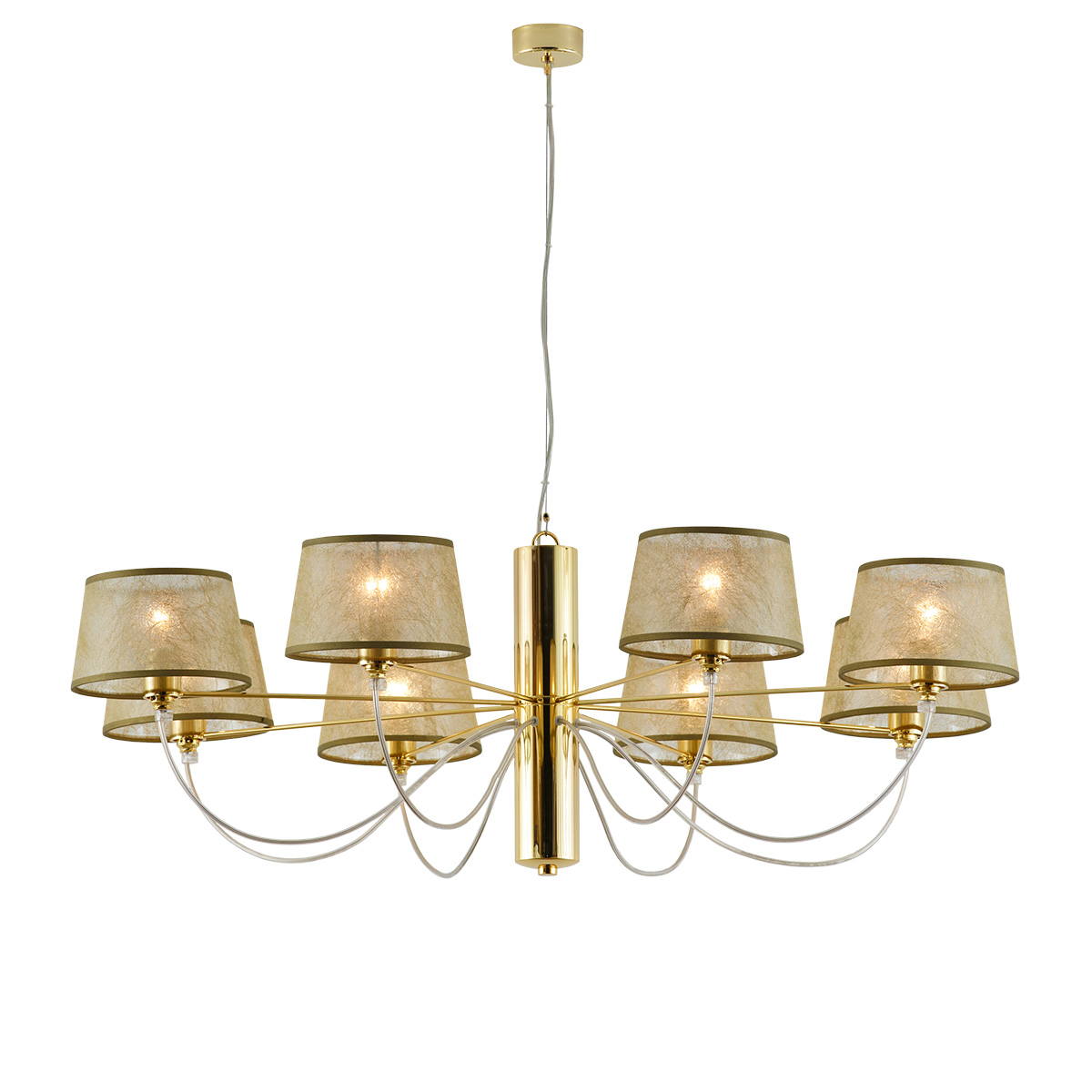 Χρυσό μοντέρνο 8φωτο φωτιστικό ΟΡΓΑΝΤΖΑ modern gold 8-bulb chandelier