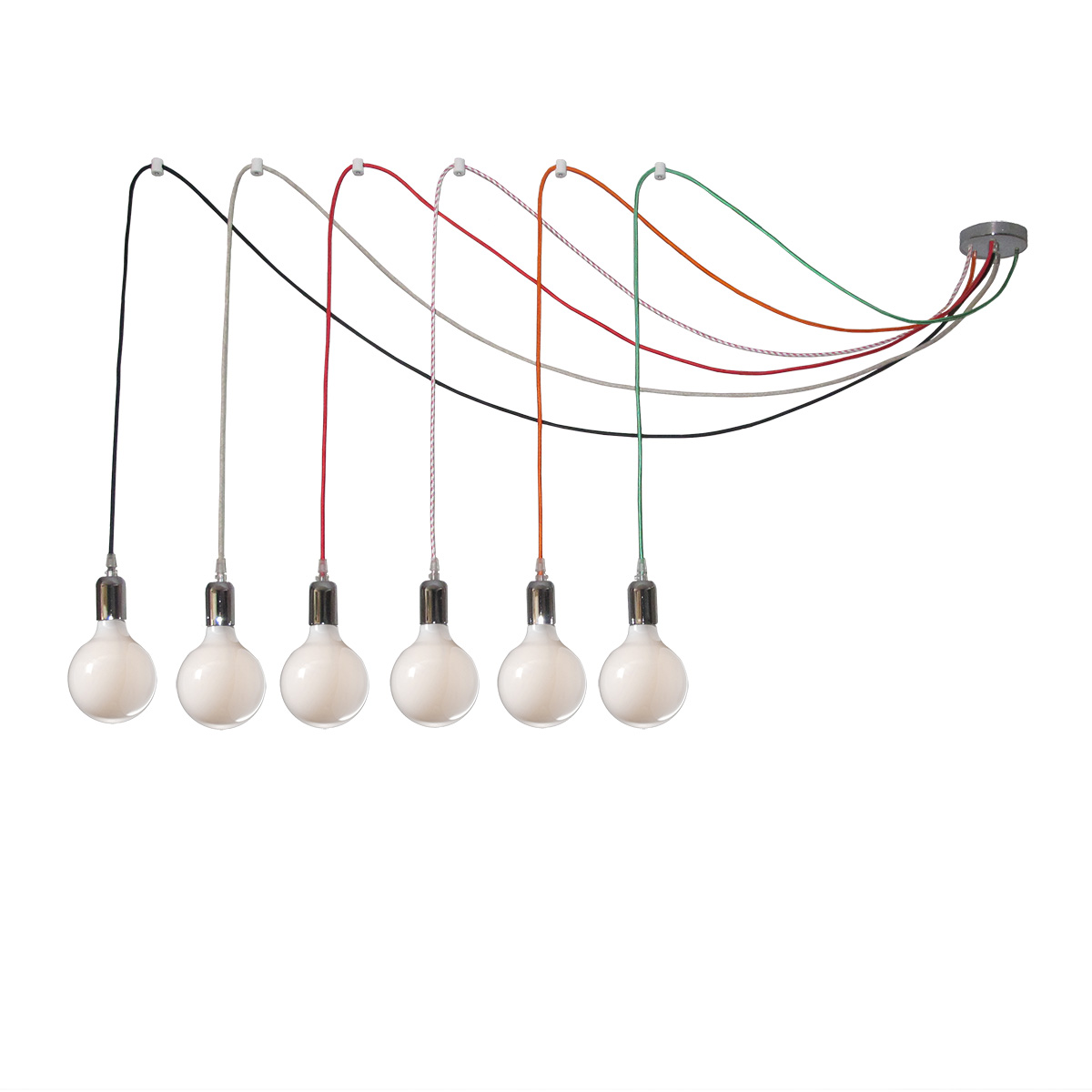 6φωτο φωτιστικό με χρωματιστά καλώδια ΚΑΛΩΔΙΑ 6-bulb chandelier with colorful cables