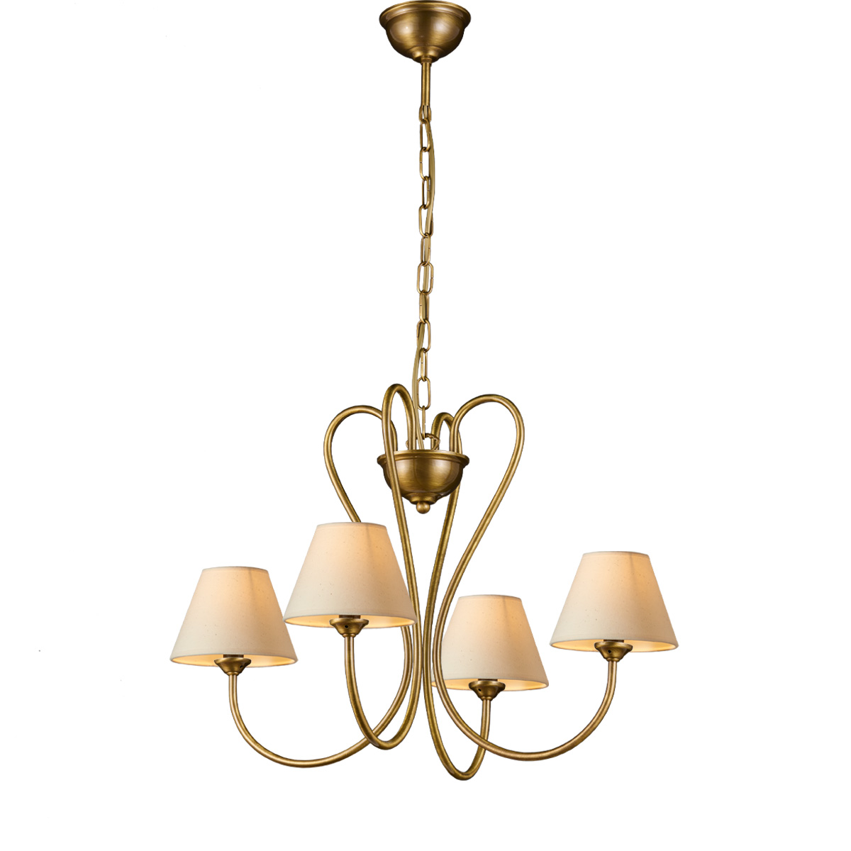 Ορειχάλκινο φωτιστικό με καπέλα ΝΑΞΟΣ-1 brass chandelier with lamp shades