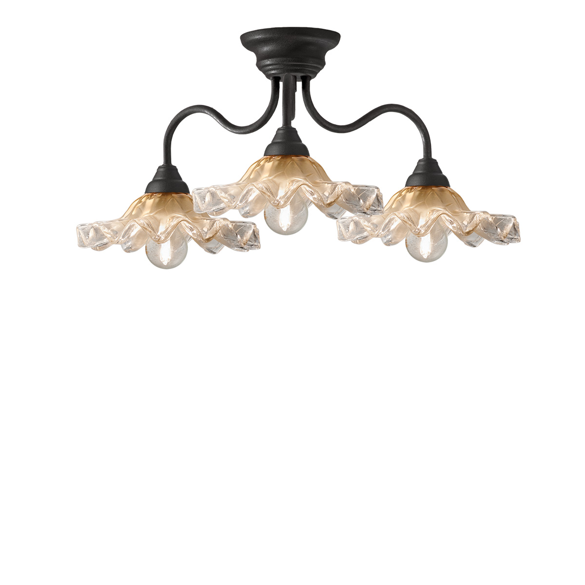 Φωτιστικό οροφής με χειροποίητα γυαλιά Μουράνο ΣΥΡΟΣ handmade Murano glass ceiling lamp