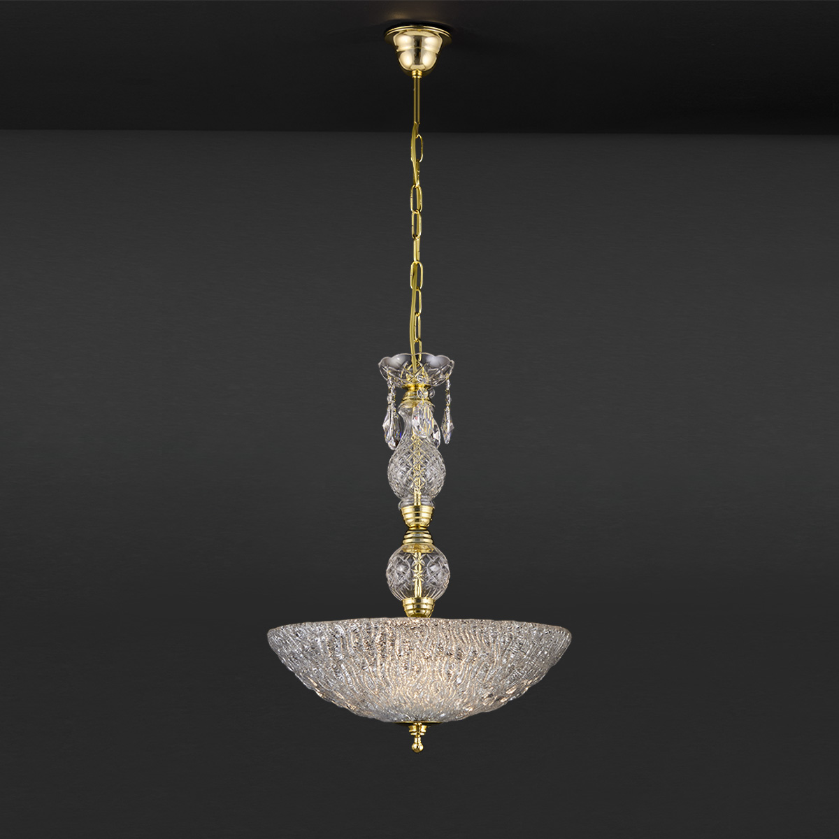 Κλασικό κρεμαστό φωτιστικό ΒΕΡΓΙΝΑ pendant lamp with Murano crystal