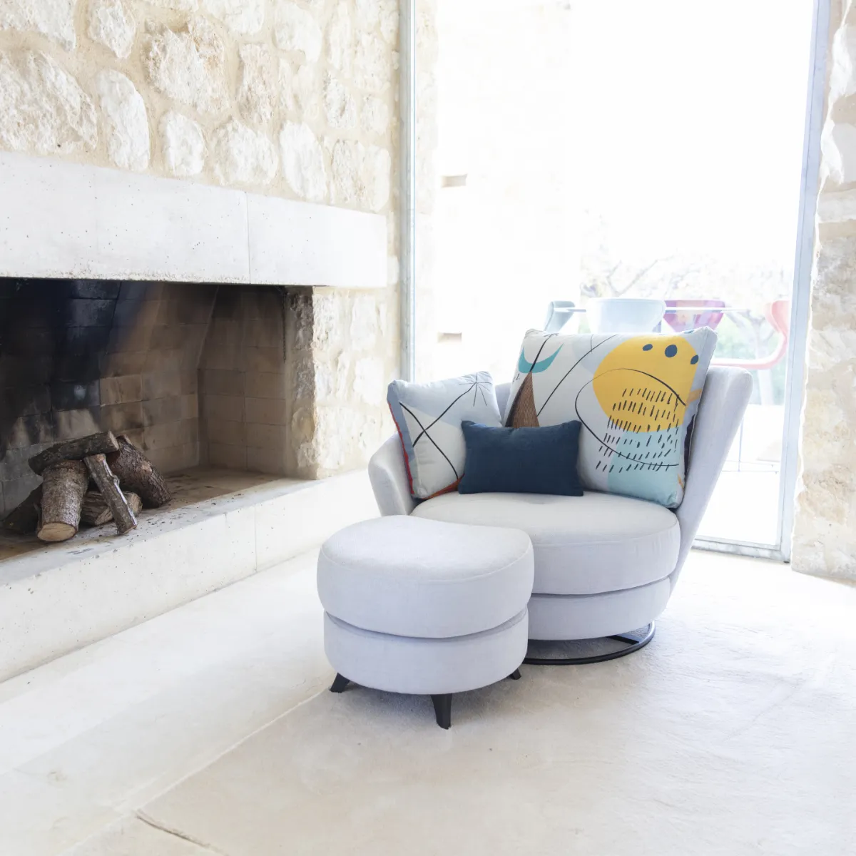 Πολυθρόνα με υποπόδιο ROXANE armchair with footstool